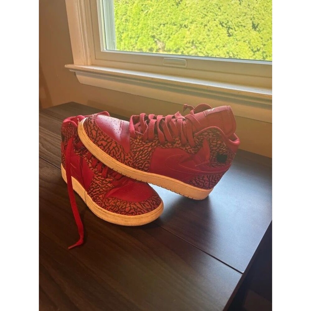 Nike Air Jordan 1 Retro 7 Y Shoes Red Elephant Print Basketball Sneaker
